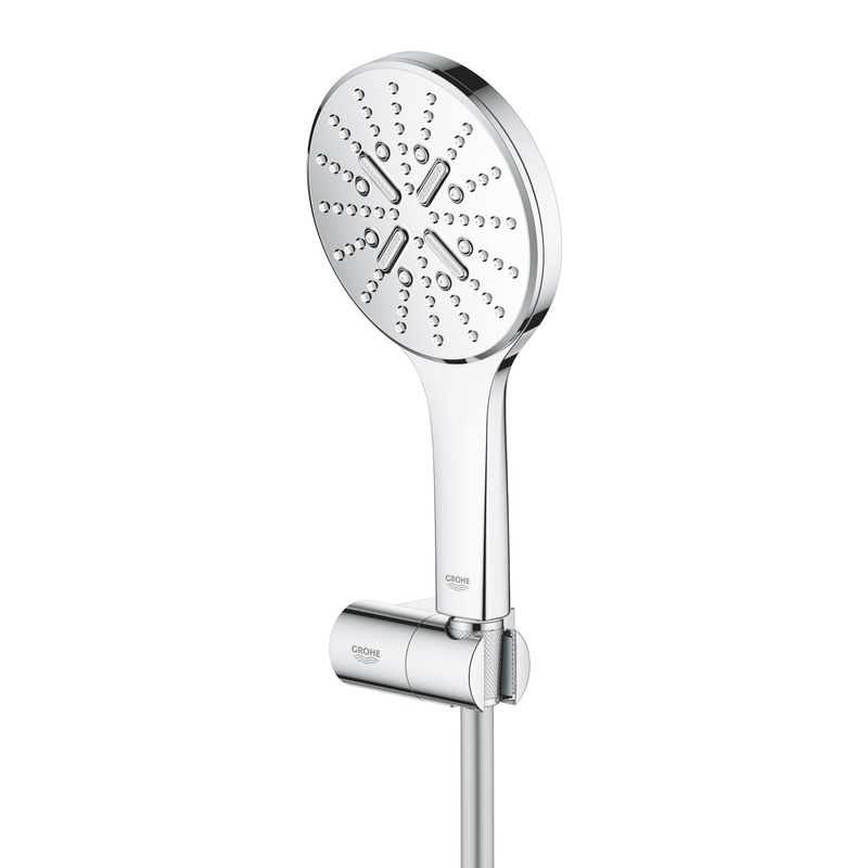 Casa si Gradina - Sanitare - Cazi si cabine de dus - Coloane si seturi de dus - Set para dus Grohe 26580000, 130 mm, 1.5 m, 247 mm, 3 functii, 1/2 racord, sistem anticalcar, suport dus reglabil, Crom - Infinity.ro