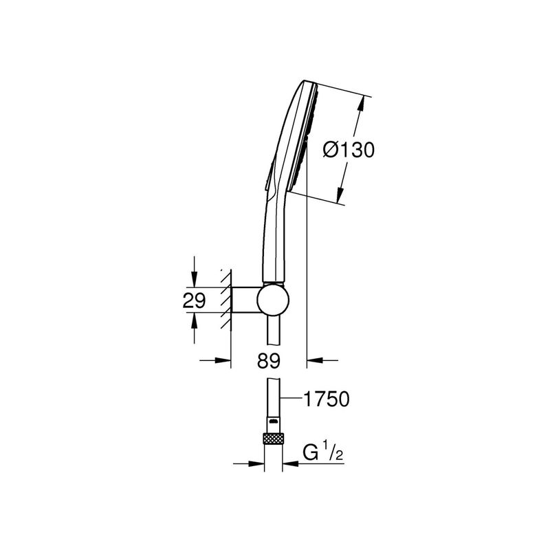 Casa si Gradina - Sanitare - Cazi si cabine de dus - Coloane si seturi de dus - Set para dus Grohe 26580000, 130 mm, 1.5 m, 247 mm, 3 functii, 1/2 racord, sistem anticalcar, suport dus reglabil, Crom - Infinity.ro
