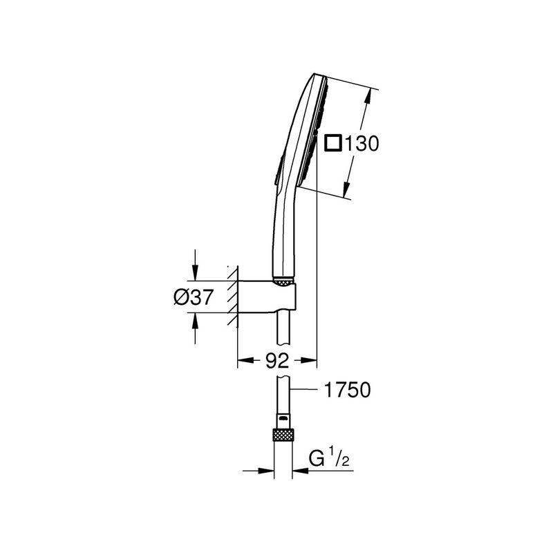 Casa si Gradina - Sanitare - Cazi si cabine de dus - Coloane si seturi de dus - Set para dus Grohe 26589000, 130 mm, 1.5 m, 247 mm, 3 functii, 1/2 racord, sistem anticalcar, universal, Crom - Infinity.ro
