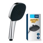 Casa si Gradina - Sanitare - Cazi si cabine de dus - Coloane si seturi de dus - Para de dus Grohe 26397001, 110 mm, 211 mm, 2 functii, 1/2 racord, sistem anticalcar, universal, Crom - Infinity.ro
