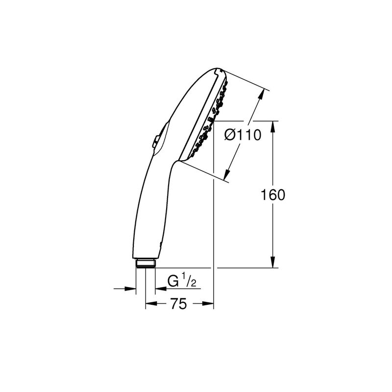 Casa si Gradina - Sanitare - Cazi si cabine de dus - Coloane si seturi de dus - Para de dus Grohe 26031001, 110 mm, 211 mm, 3 functii, 1/2 racord, sistem anticalcar, universal, Crom - Infinity.ro