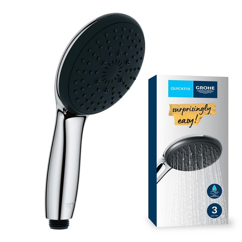 Casa si Gradina - Sanitare - Cazi si cabine de dus - Coloane si seturi de dus - Para de dus Grohe 26031001, 110 mm, 211 mm, 3 functii, 1/2 racord, sistem anticalcar, universal, Crom - Infinity.ro