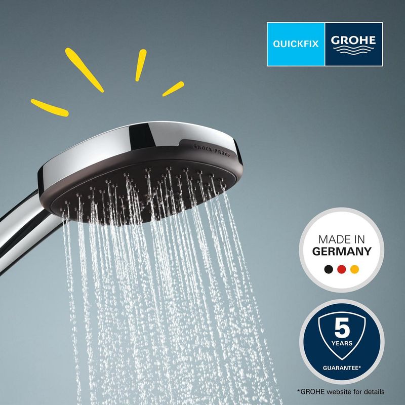 Casa si Gradina - Sanitare - Cazi si cabine de dus - Coloane si seturi de dus - Para de dus Grohe 26397001, 110 mm, 211 mm, 2 functii, 1/2 racord, sistem anticalcar, universal, Crom - Infinity.ro