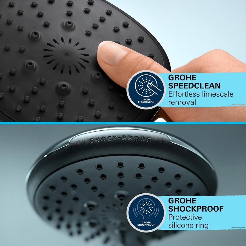 Casa si Gradina - Sanitare - Cazi si cabine de dus - Coloane si seturi de dus - Para de dus Grohe 26397001, 110 mm, 211 mm, 2 functii, 1/2 racord, sistem anticalcar, universal, Crom - Infinity.ro