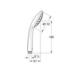 Casa si Gradina - Sanitare - Cazi si cabine de dus - Coloane si seturi de dus - Para de dus Grohe 27265000, 110 mm, 224 mm, 1 functii, 1/2 racord, sistem anticalcar, universal, Crom - Infinity.ro