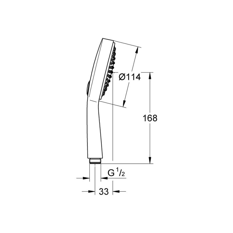 Casa si Gradina - Sanitare - Cazi si cabine de dus - Coloane si seturi de dus - Para de dus Grohe 27661000, 115 mm, 220 mm, 114 mm, 3 functii, 1/2 racord, sistem anticalcar, universal, Crom - Infinity.ro