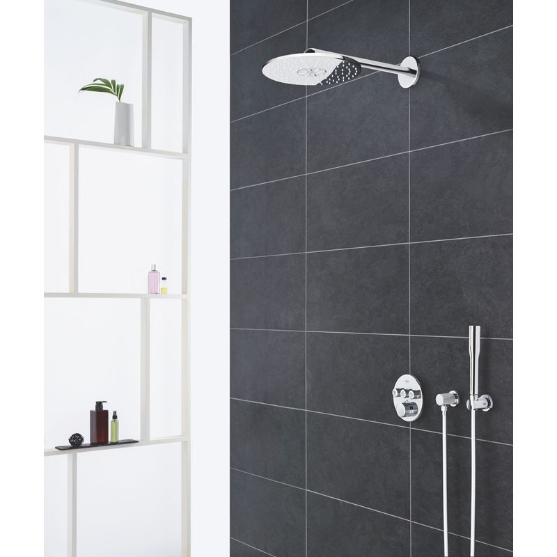 Casa si Gradina - Sanitare - Cazi si cabine de dus - Coloane si seturi de dus - Para de dus Grohe 27400000, 66 mm, 207 mm, 1 functii, 1/2 racord, sistem anticalcar, universal, Crom - Infinity.ro