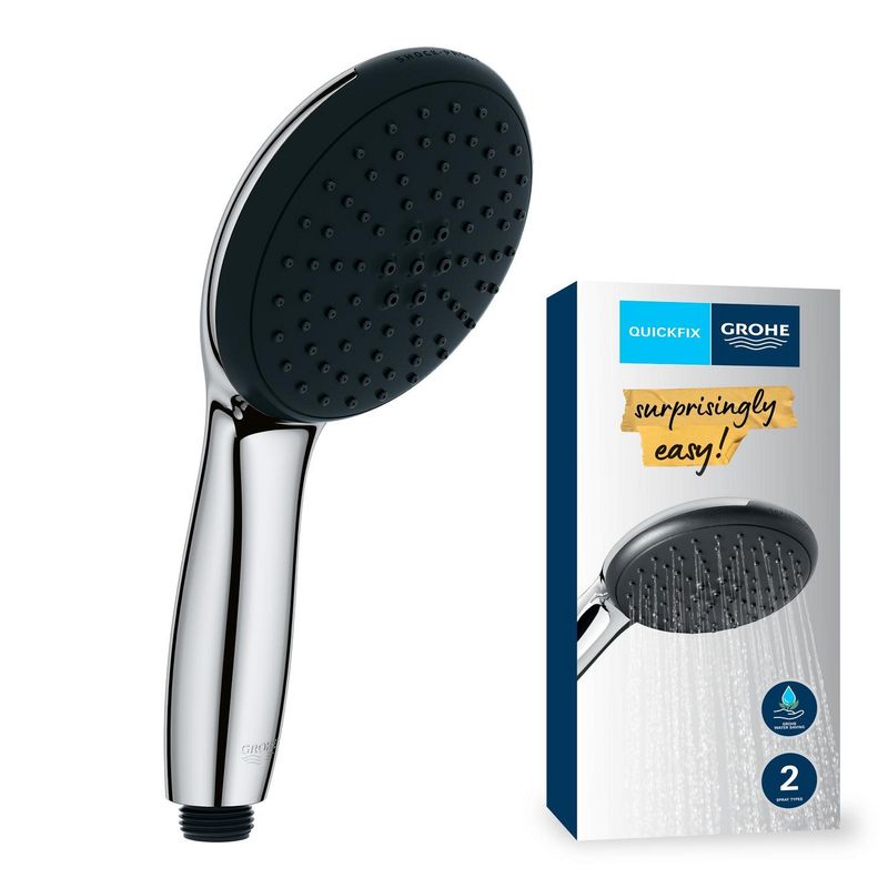 Casa si Gradina - Sanitare - Cazi si cabine de dus - Coloane si seturi de dus - Para de dus Grohe 27946001, 110 mm, 221 mm, 2 functii, 1/2 racord, sistem anticalcar, universal, Crom - Infinity.ro