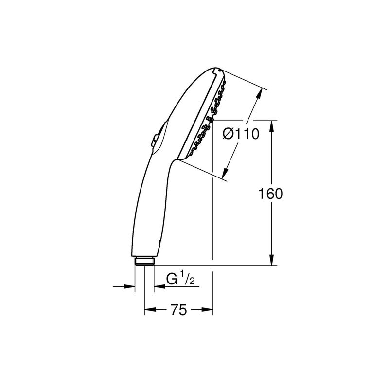 Casa si Gradina - Sanitare - Cazi si cabine de dus - Coloane si seturi de dus - Para de dus Grohe 27946001, 110 mm, 221 mm, 2 functii, 1/2 racord, sistem anticalcar, universal, Crom - Infinity.ro