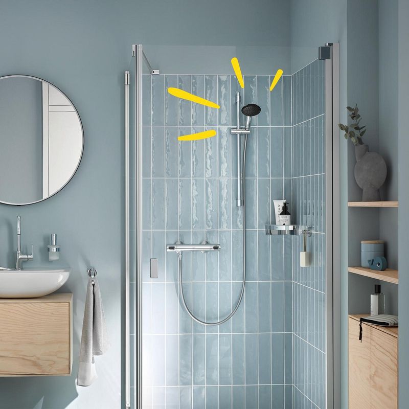 Casa si Gradina - Sanitare - Cazi si cabine de dus - Coloane si seturi de dus - Para de dus Grohe 27946001, 110 mm, 221 mm, 2 functii, 1/2 racord, sistem anticalcar, universal, Crom - Infinity.ro