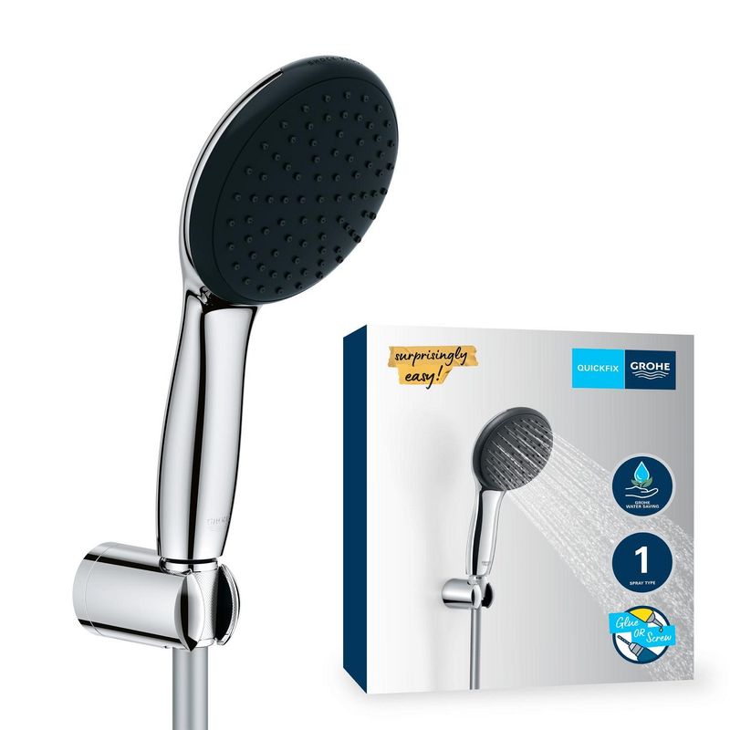 Casa si Gradina - Sanitare - Cazi si cabine de dus - Coloane si seturi de dus - Para de dus Grohe 27944001, 110 mm, 1.75 m, 211 mm, 1 functii, 1/2 racord, sistem anticalcar, universal, Crom - Infinity.ro