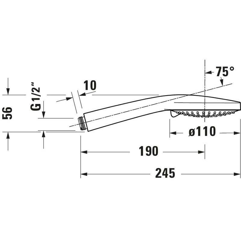 Casa si Gradina - Sanitare - Cazi si cabine de dus - Coloane si seturi de dus - Para dus Duravit UV0652016070, 110 mm, 245 mm, 3 functii, 1/2 racord, sistem anticalcar, Otel satinat - Infinity.ro