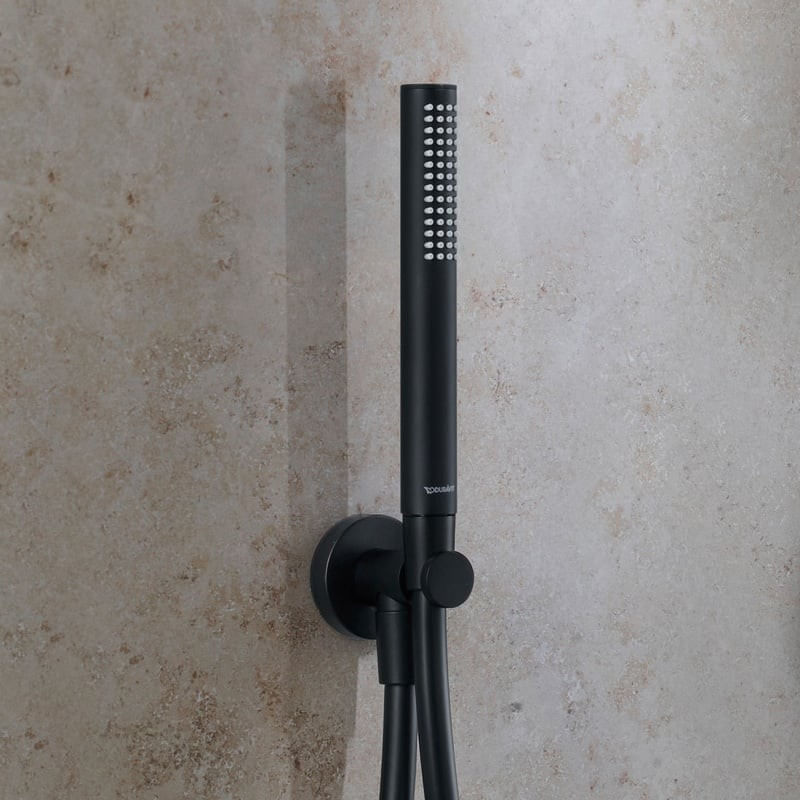 Casa si Gradina - Sanitare - Cazi si cabine de dus - Coloane si seturi de dus - Para dus Duravit UV0640001046, 25 mm, 197 mm, 1 functii, 1/2 racord, sistem anticalcar, universal, Negru - Infinity.ro