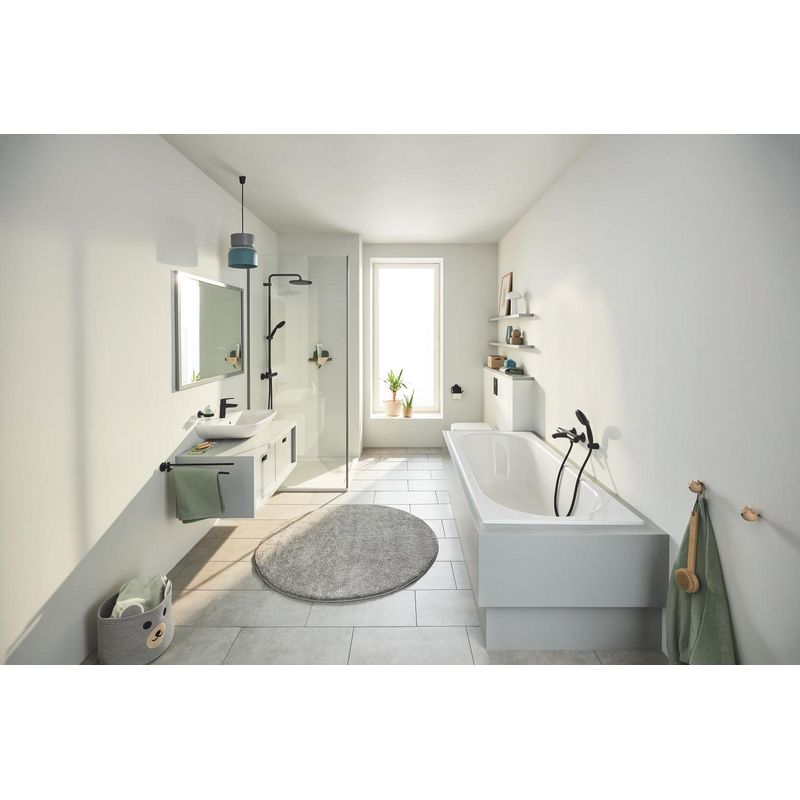 Casa si Gradina - Sanitare - Cazi si cabine de dus - Coloane si seturi de dus - Para dus Grohe 279502431, 100 mm, 1.75 m, 230 mm, 2 functii, 1/2 racord, sistem anticalcar, universal, Negru - Infinity.ro