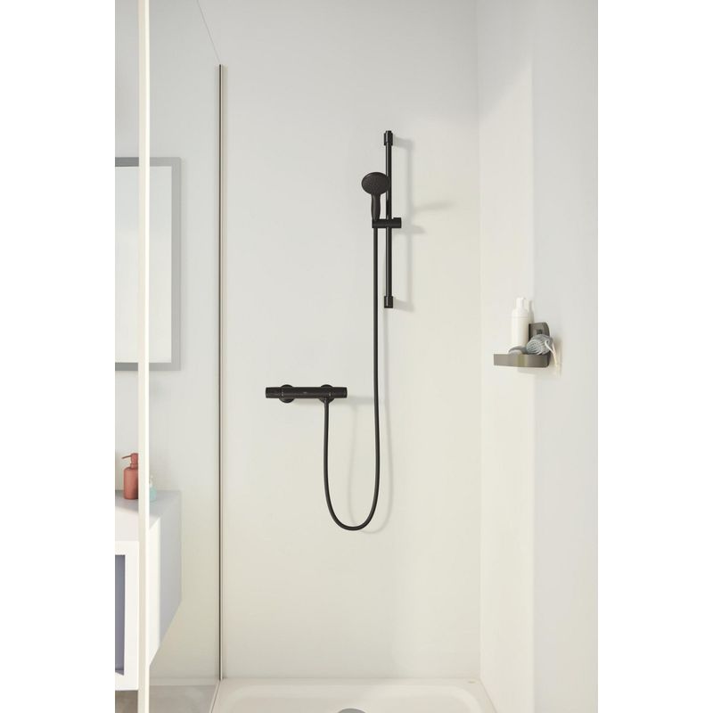 Casa si Gradina - Sanitare - Cazi si cabine de dus - Coloane si seturi de dus - Para dus Grohe 279502431, 100 mm, 1.75 m, 230 mm, 2 functii, 1/2 racord, sistem anticalcar, universal, Negru - Infinity.ro