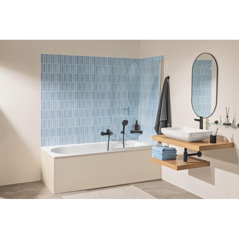 Casa si Gradina - Sanitare - Cazi si cabine de dus - Coloane si seturi de dus - Para dus Grohe 260922431, 110 mm, 7.4 l/min, 240 mm, 3 functii, 1/2 racord, sistem anticalcar, Negru - Infinity.ro