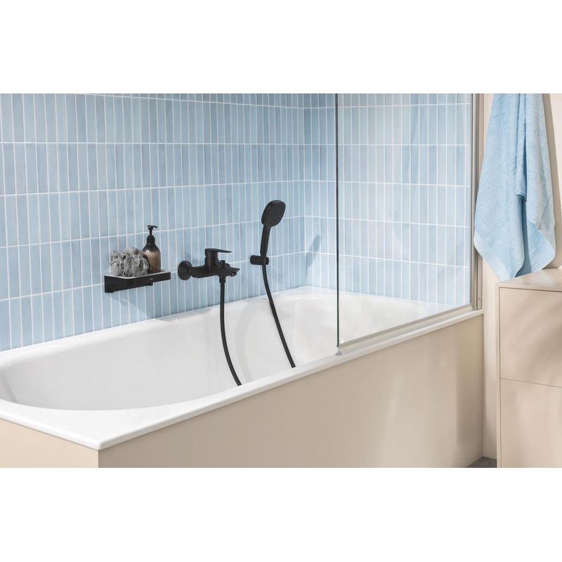 Casa si Gradina - Sanitare - Cazi si cabine de dus - Coloane si seturi de dus - Para dus Grohe 260922431, 110 mm, 7.4 l/min, 240 mm, 3 functii, 1/2 racord, sistem anticalcar, Negru - Infinity.ro