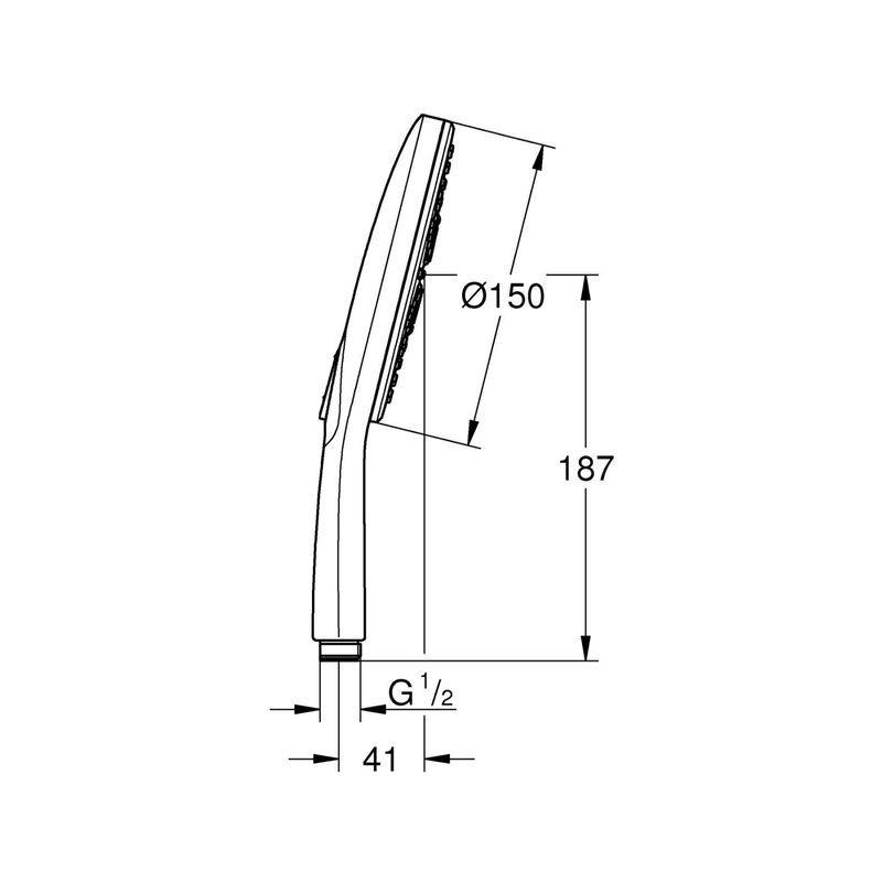 Casa si Gradina - Sanitare - Cazi si cabine de dus - Coloane si seturi de dus - Para dus Grohe 26590000, 150 mm, 263 mm, 3 functii, 1/2 racord, sistem anticalcar, universal, abs, Crom - Infinity.ro