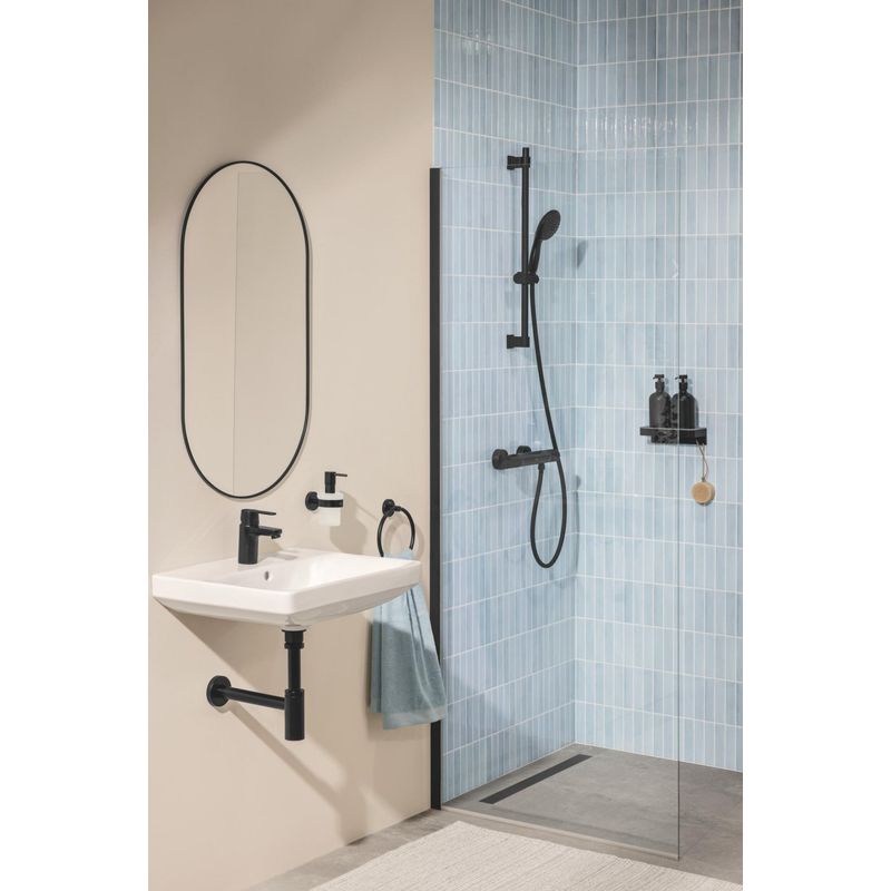 Casa si Gradina - Sanitare - Cazi si cabine de dus - Coloane si seturi de dus - Para dus Grohe 260312431, 110 mm, 7.4 l/min, 240 mm, 3 functii, 1/2 racord, sistem anticalcar, Negru - Infinity.ro