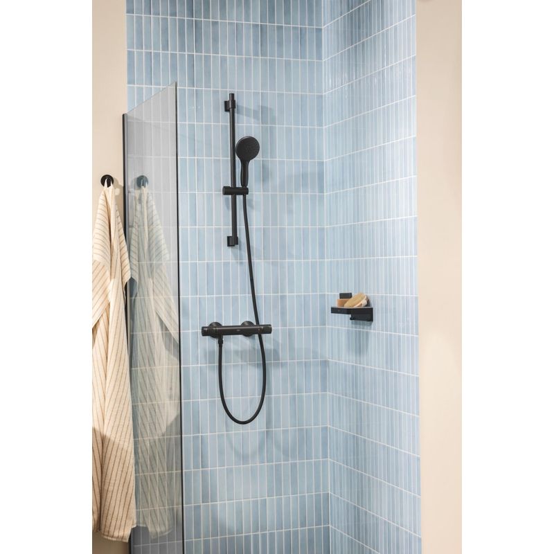 Casa si Gradina - Sanitare - Cazi si cabine de dus - Coloane si seturi de dus - Para dus Grohe 260312431, 110 mm, 7.4 l/min, 240 mm, 3 functii, 1/2 racord, sistem anticalcar, Negru - Infinity.ro