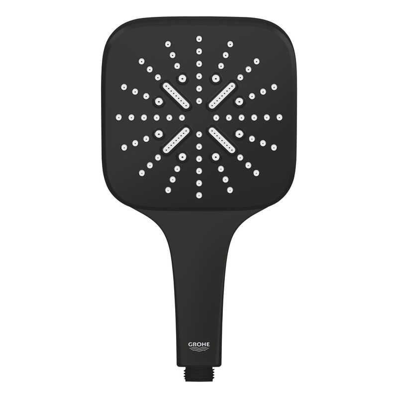 Casa si Gradina - Sanitare - Cazi si cabine de dus - Coloane si seturi de dus - Para dus Grohe 265952430, 130 mm, 8.5 l/min, 253 mm, 3 functii, 1/2 racord, sistem anticalcar, Negru - Infinity.ro