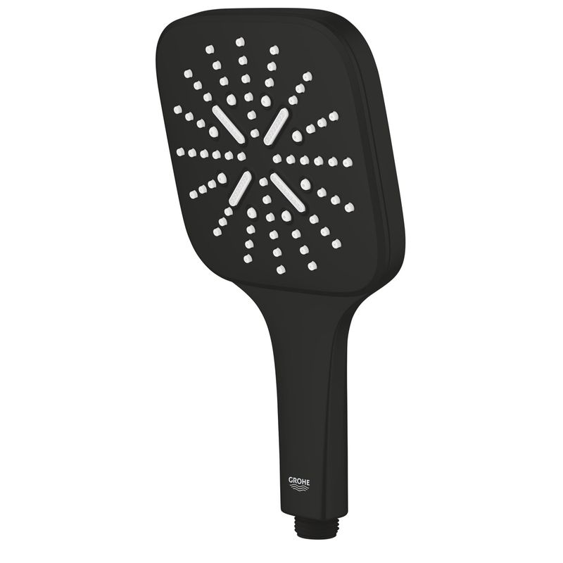 Casa si Gradina - Sanitare - Cazi si cabine de dus - Coloane si seturi de dus - Para dus Grohe 265952430, 130 mm, 8.5 l/min, 253 mm, 3 functii, 1/2 racord, sistem anticalcar, Negru - Infinity.ro
