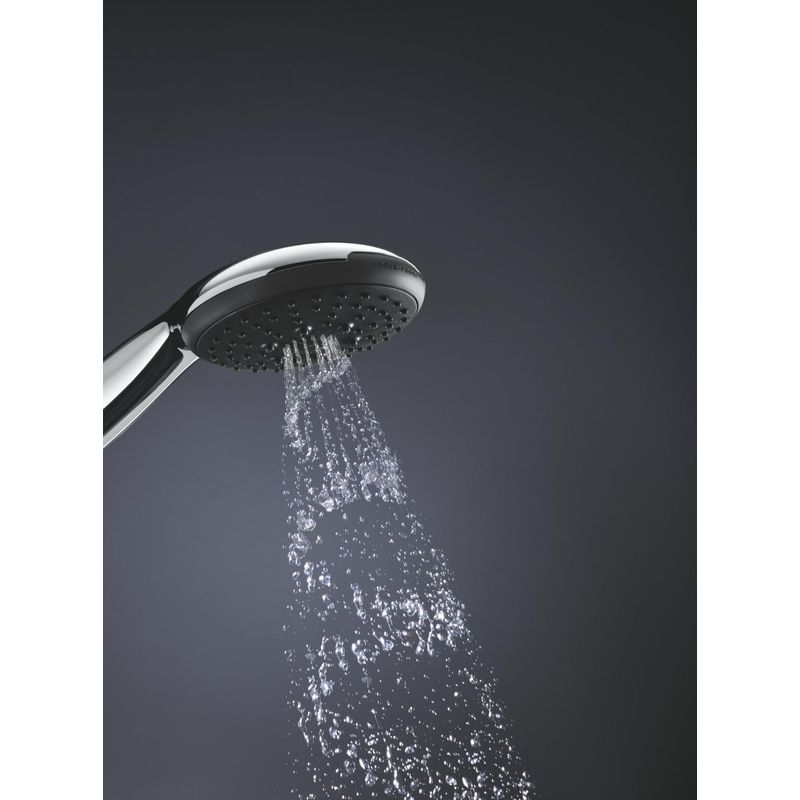 Casa si Gradina - Sanitare - Cazi si cabine de dus - Coloane si seturi de dus - Para dus Grohe 265952430, 130 mm, 8.5 l/min, 253 mm, 3 functii, 1/2 racord, sistem anticalcar, Negru - Infinity.ro