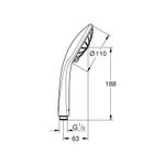 Casa si Gradina - Sanitare - Cazi si cabine de dus - Coloane si seturi de dus - Para dus Grohe 273192430, 110 mm, 16.6 l/min, 238 mm, 3 functii, 1/2 racord, sistem anticalcar, Negru - Infinity.ro