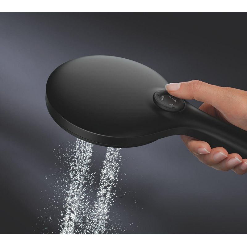 Casa si Gradina - Sanitare - Cazi si cabine de dus - Coloane si seturi de dus - Para dus Grohe 265952430, 130 mm, 8.5 l/min, 253 mm, 3 functii, 1/2 racord, sistem anticalcar, Negru - Infinity.ro