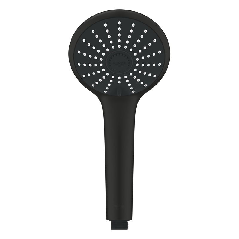 Casa si Gradina - Sanitare - Cazi si cabine de dus - Coloane si seturi de dus - Para dus Grohe 273192430, 110 mm, 16.6 l/min, 238 mm, 3 functii, 1/2 racord, sistem anticalcar, Negru - Infinity.ro