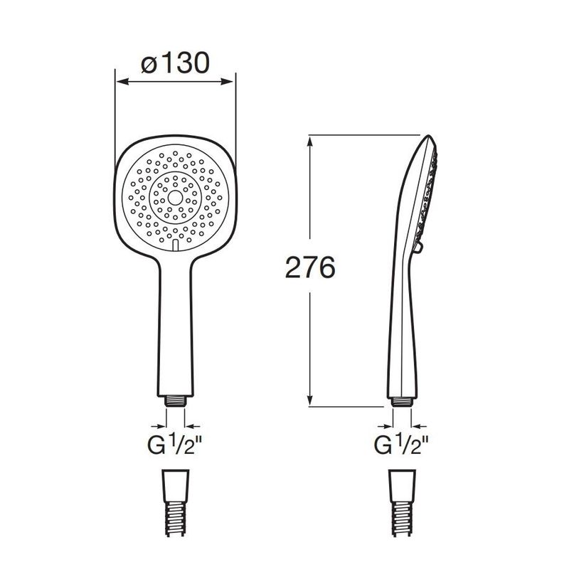 Casa si Gradina - Sanitare - Cazi si cabine de dus - Coloane si seturi de dus - Para dus Roca A5B9108C00, 130 mm, 276 mm, 2 functii, 1/2 racord, sistem anticalcar, universal, abs, Crom - Infinity.ro