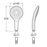 Casa si Gradina - Sanitare - Cazi si cabine de dus - Coloane si seturi de dus - Para dus Roca A5B1111C00, 140 mm, 270 mm, 3 functii, 1/2 racord, sistem anticalcar, universal, abs, Crom - Infinity.ro