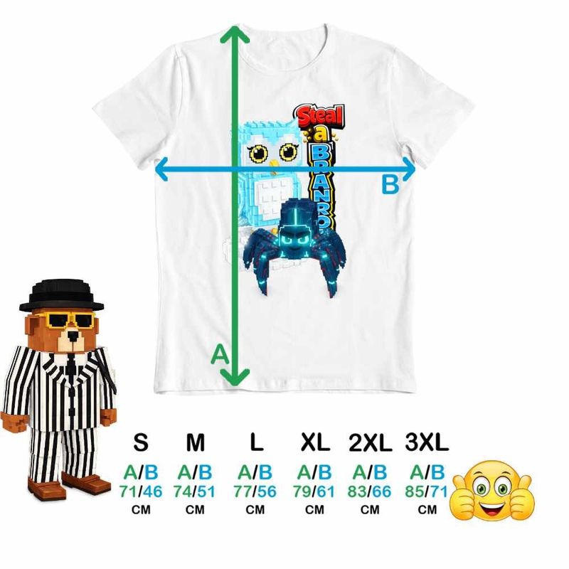 Fashion, accesorii si bijuterii - Barbati - Imbracaminte - Tricouri si bluze barbati - Tricou Barbati Steal Brainrot Clickerrinocrabo Roblox Meme, alb, marime M - Infinity.ro
