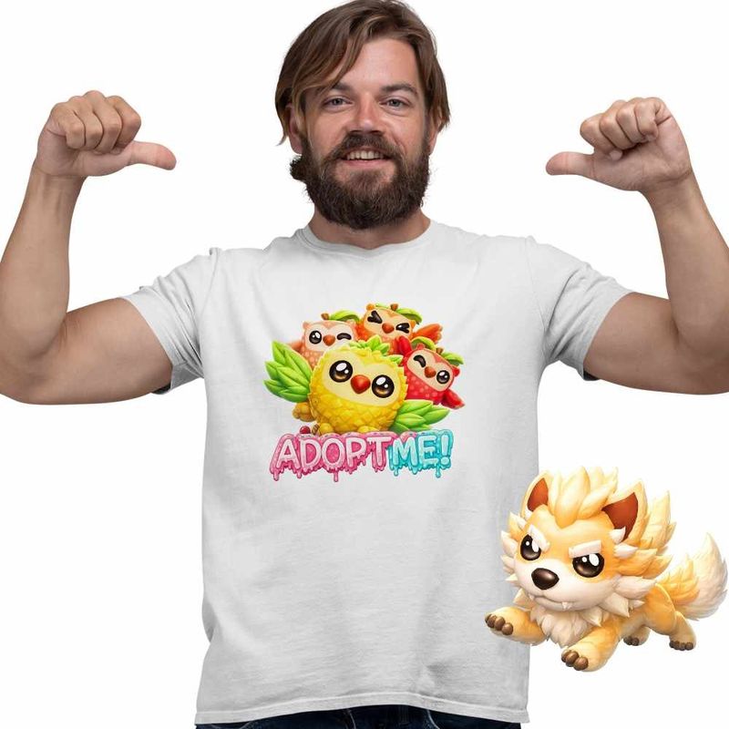 Fashion, accesorii si bijuterii - Barbati - Imbracaminte - Tricouri si bluze barbati - Tricou Barbati Roblox Adopt Me Bufnita, alb, marime XL - Infinity.ro