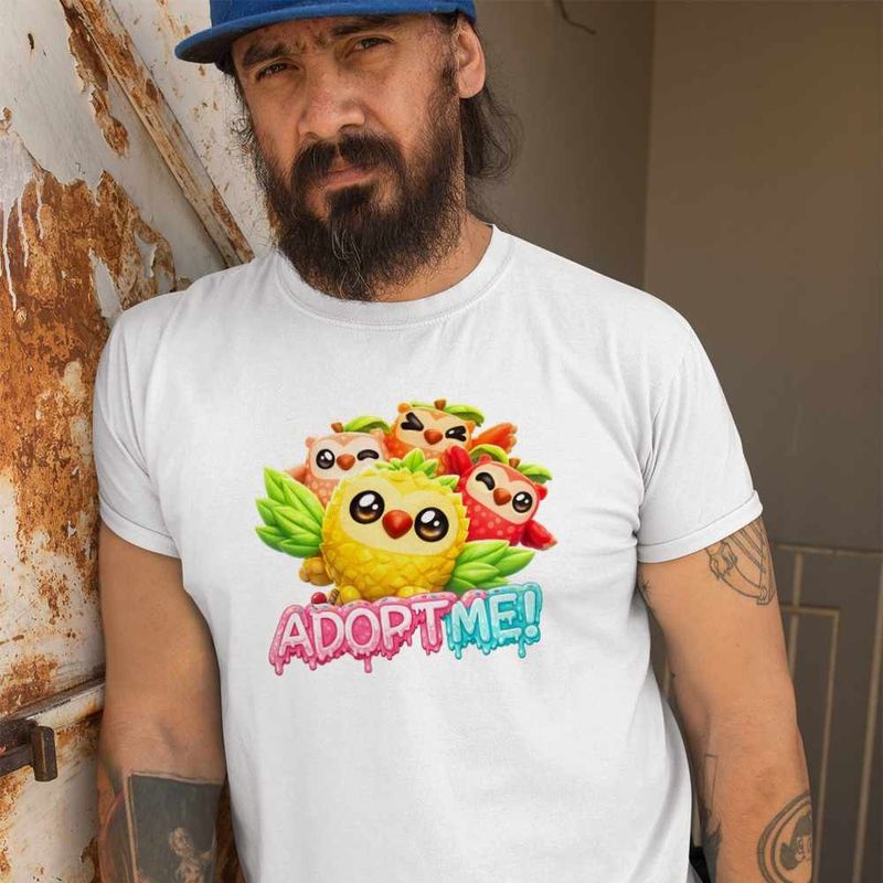 Fashion, accesorii si bijuterii - Barbati - Imbracaminte - Tricouri si bluze barbati - Tricou Barbati Roblox Adopt Me Bufnita, alb, marime XL - Infinity.ro