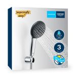 Casa si Gradina - Sanitare - Cazi si cabine de dus - Coloane si seturi de dus - Para de dus Grohe 26769001, 110 mm, 1.75 m, 211 mm, 3 functii, 1/2 racord, sistem anticalcar, universal, Crom - Infinity.ro