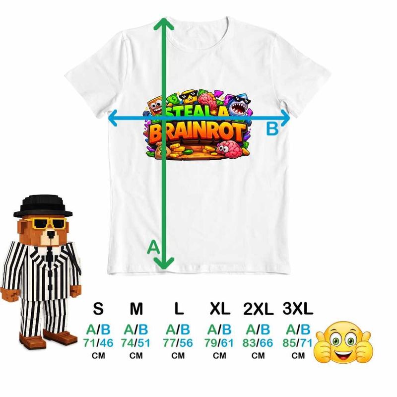 Fashion, accesorii si bijuterii - Barbati - Imbracaminte - Tricouri si bluze barbati - Tricou Barbati Steal a Brainrot Roblox Meme, alb, marime S - Infinity.ro