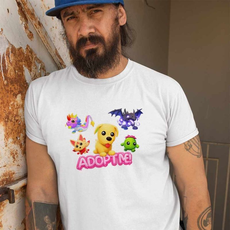 Fashion, accesorii si bijuterii - Barbati - Imbracaminte - Tricouri si bluze barbati - Tricou Barbati Roblox Adopt Me Shadow Dragon, alb, marime 3XL - Infinity.ro