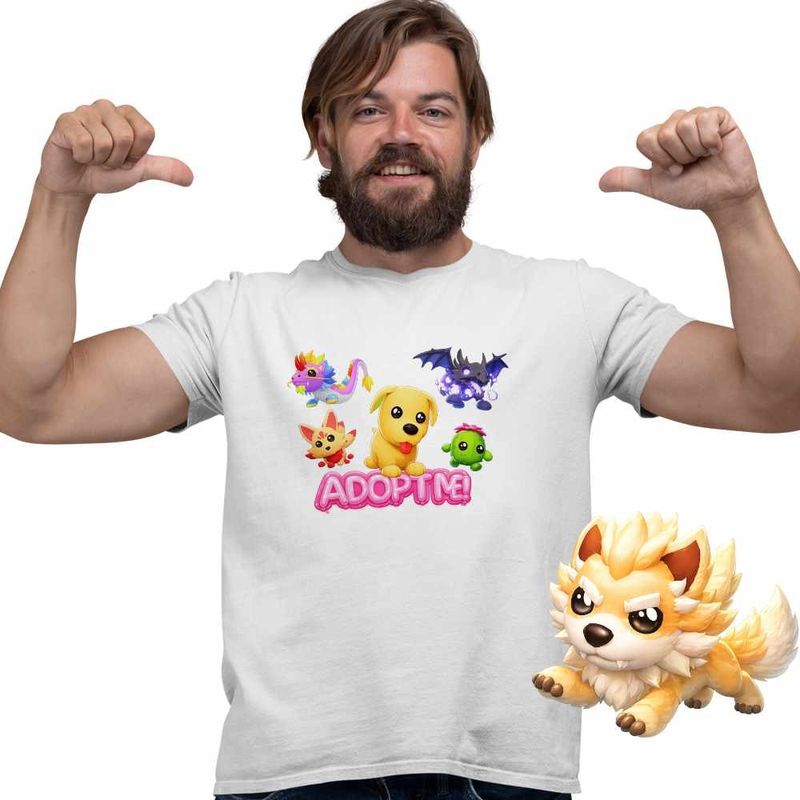 Fashion, accesorii si bijuterii - Barbati - Imbracaminte - Tricouri si bluze barbati - Tricou Barbati Roblox Adopt Me Shadow Dragon, alb, marime 3XL - Infinity.ro