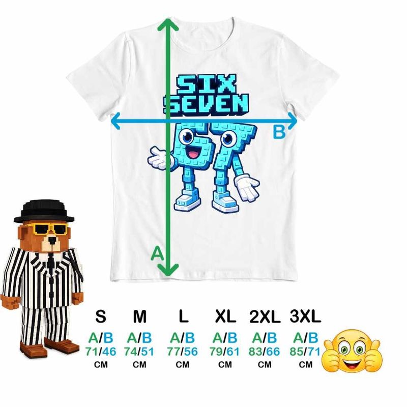 Fashion, accesorii si bijuterii - Barbati - Imbracaminte - Tricouri si bluze barbati - Tricou Barbati Six Seven Meme Roblox 67 Sase Sapte Steal a Brainrot , alb, marime S - Infinity.ro