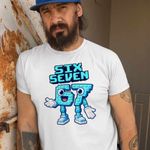Fashion, accesorii si bijuterii - Barbati - Imbracaminte - Tricouri si bluze barbati - Tricou Barbati Six Seven Meme Roblox 67 Sase Sapte Steal a Brainrot , alb, marime S - Infinity.ro