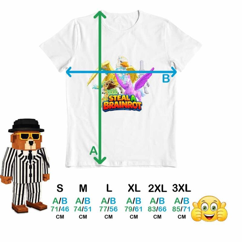 Fashion, accesorii si bijuterii - Barbati - Imbracaminte - Tricouri si bluze barbati - Tricou Barbati Steal a Brainrot Roblox Griffin Pegasus Meme, alb, marime 2XL - Infinity.ro