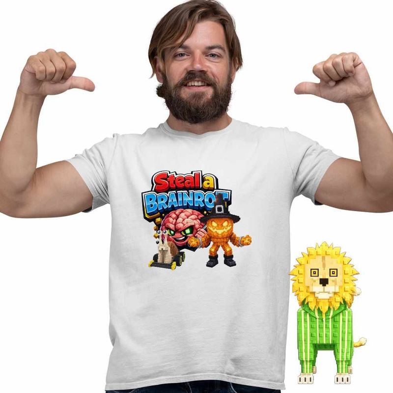 Fashion, accesorii si bijuterii - Barbati - Imbracaminte - Tricouri si bluze barbati - Tricou Barbati Steal Brainrot Snailenzo Roblox Meme, alb, marime L - Infinity.ro