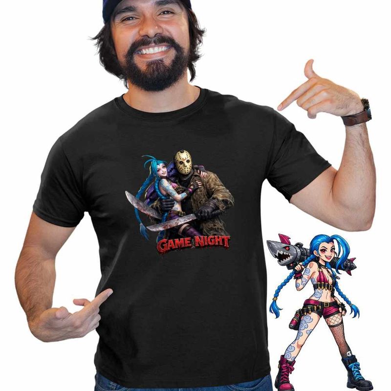 Fashion, accesorii si bijuterii - Barbati - Imbracaminte - Tricouri si bluze barbati - Tricou Barbati Jinx Jason Voorhees Arcane Runeterra, negru, marime M - Infinity.ro