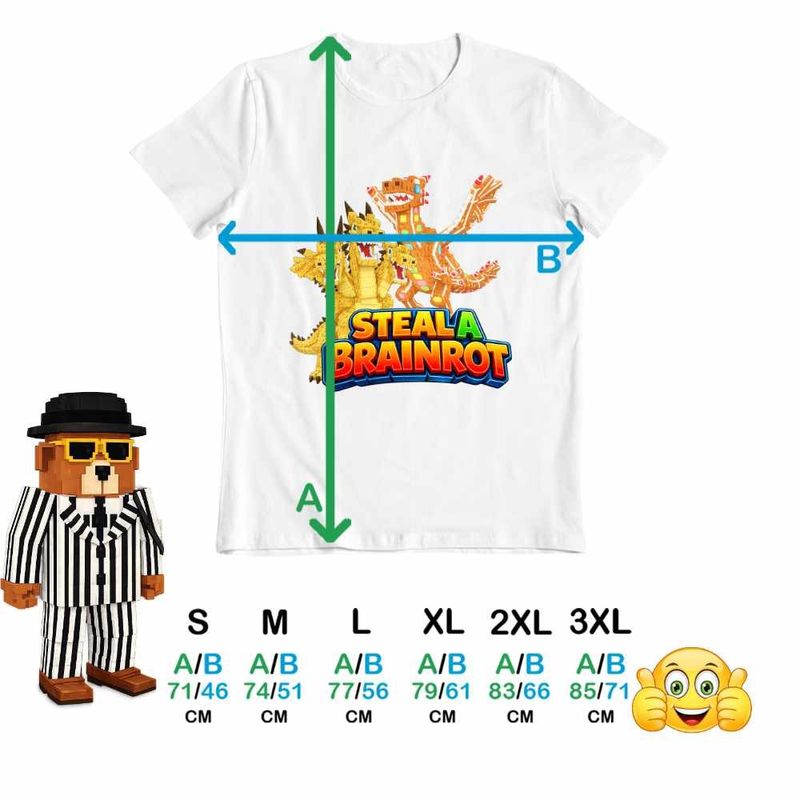 Fashion, accesorii si bijuterii - Barbati - Imbracaminte - Tricouri si bluze barbati - Tricou Barbati Roblox Steal a Brainrot Dragon Meme, alb, marime S - Infinity.ro