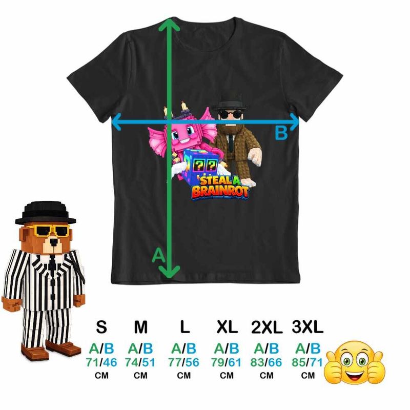 Fashion, accesorii si bijuterii - Barbati - Imbracaminte - Tricouri si bluze barbati - Tricou Barbati Steal a Brainrot Matteo Roblox Meme, negru, marime XL - Infinity.ro