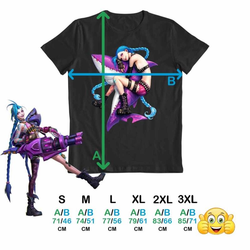 Fashion, accesorii si bijuterii - Barbati - Imbracaminte - Tricouri si bluze barbati - Tricou Barbati Jinx Arcane Rechin Runeterra, negru, marime S - Infinity.ro