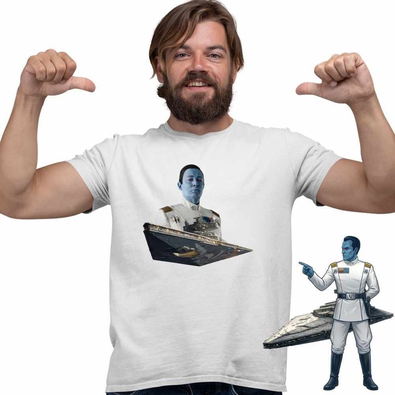 Fashion, accesorii si bijuterii - Barbati - Imbracaminte - Tricouri si bluze barbati - Tricou Barbati Thrawn Imperial Star Wars Destroyer Grand Admiral, alb, marime S - Infinity.ro