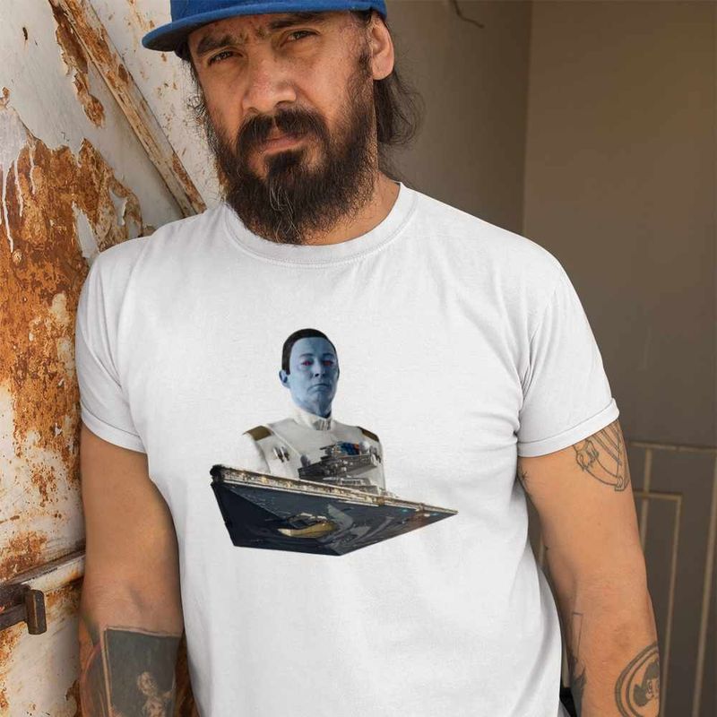 Fashion, accesorii si bijuterii - Barbati - Imbracaminte - Tricouri si bluze barbati - Tricou Barbati Thrawn Imperial Star Wars Destroyer Grand Admiral, alb, marime S - Infinity.ro