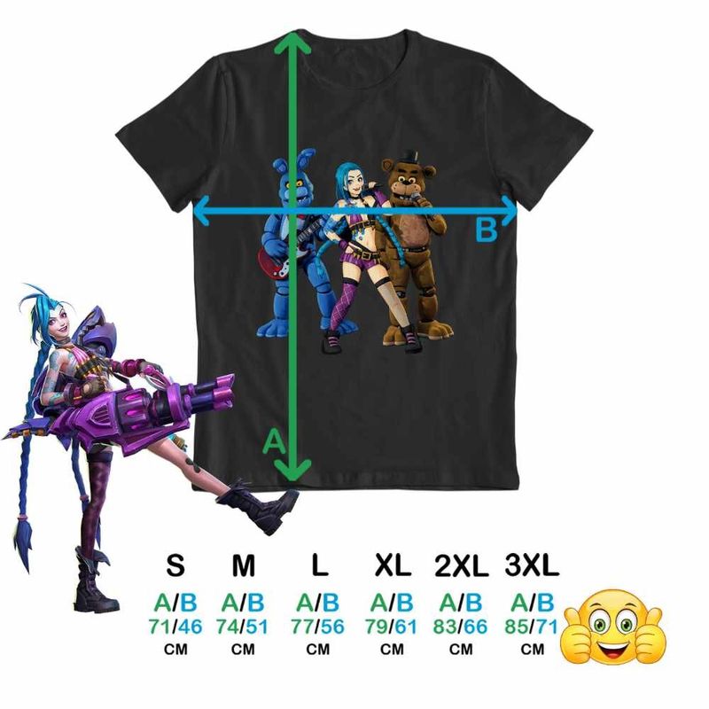 Fashion, accesorii si bijuterii - Barbati - Imbracaminte - Tricouri si bluze barbati - Tricou Barbati Jinx Fnaf Arcane Fredy Runeterra, negru, marime S - Infinity.ro